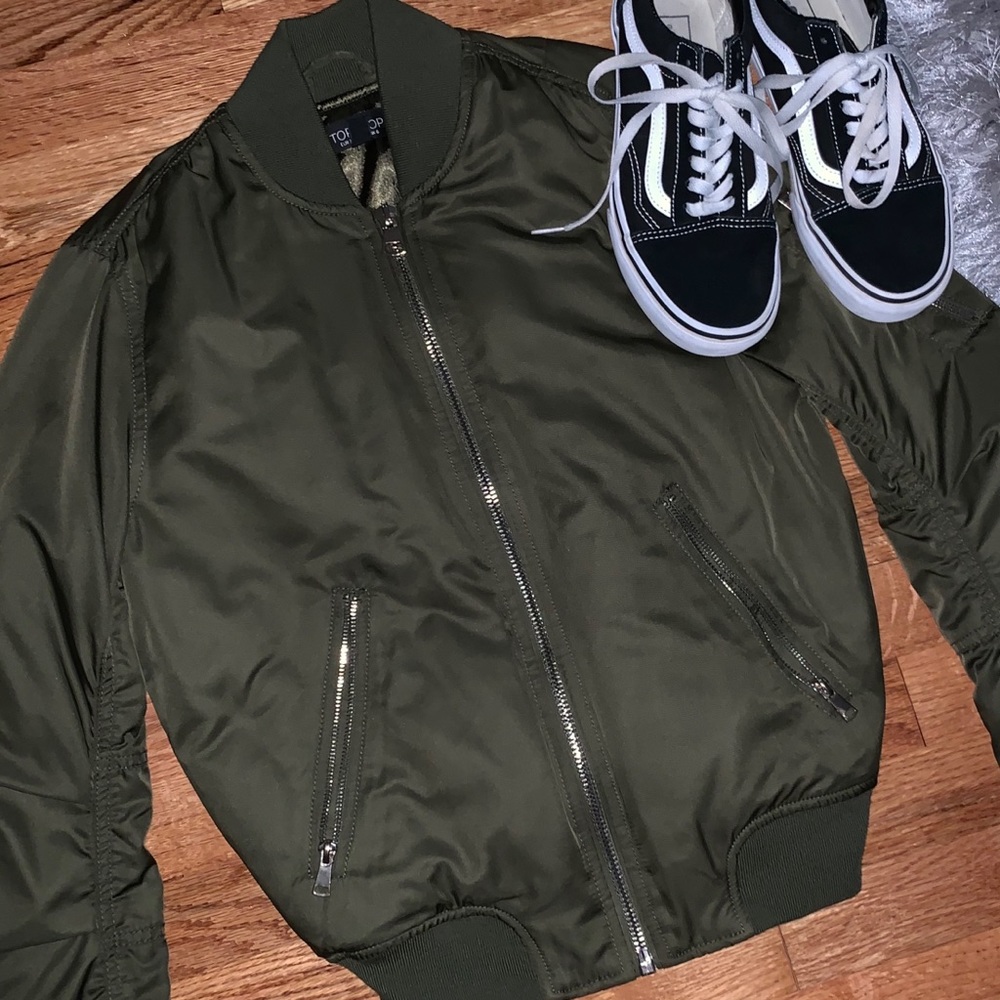 Topshop green bomber jacket
